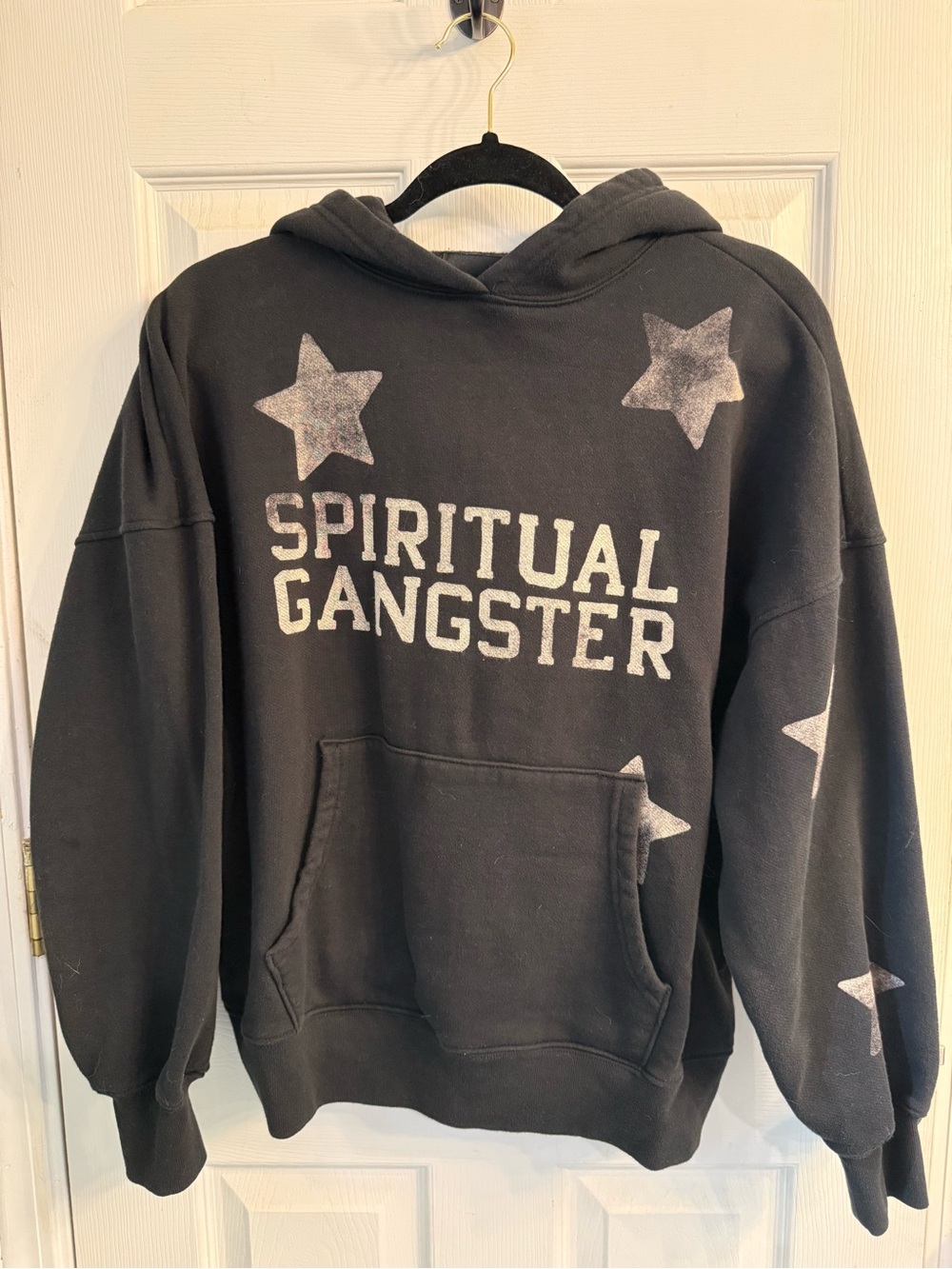 Spiritual Gangster Black Hoodie with White Star Graphics